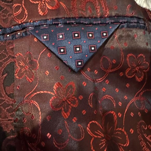 Rossi Man‎ Premium Slim Fit Smoking Tuxedo Jacket Red Black Paisley Men’s Sz 34 - Picture 10 of 10